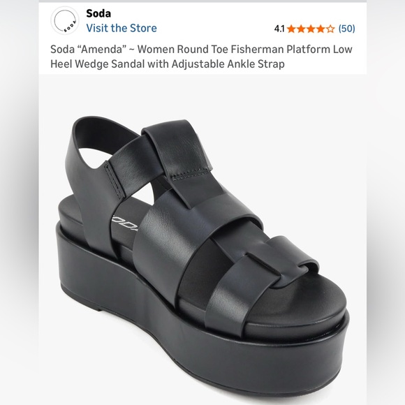 Soda Black Strappy Platform Sandals - Picture 9 of 10